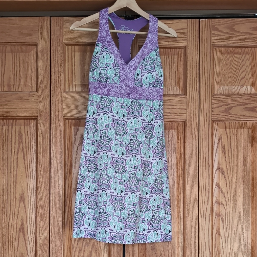 Purple And Mint Green Summer Dress In Whimsical Pattern Women's XS